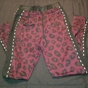 PINK Maroon Zipper Jogger Track Pants